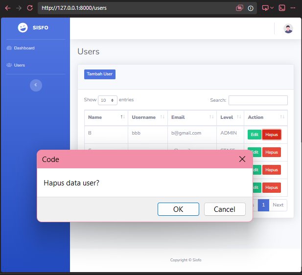 pop-up dialog