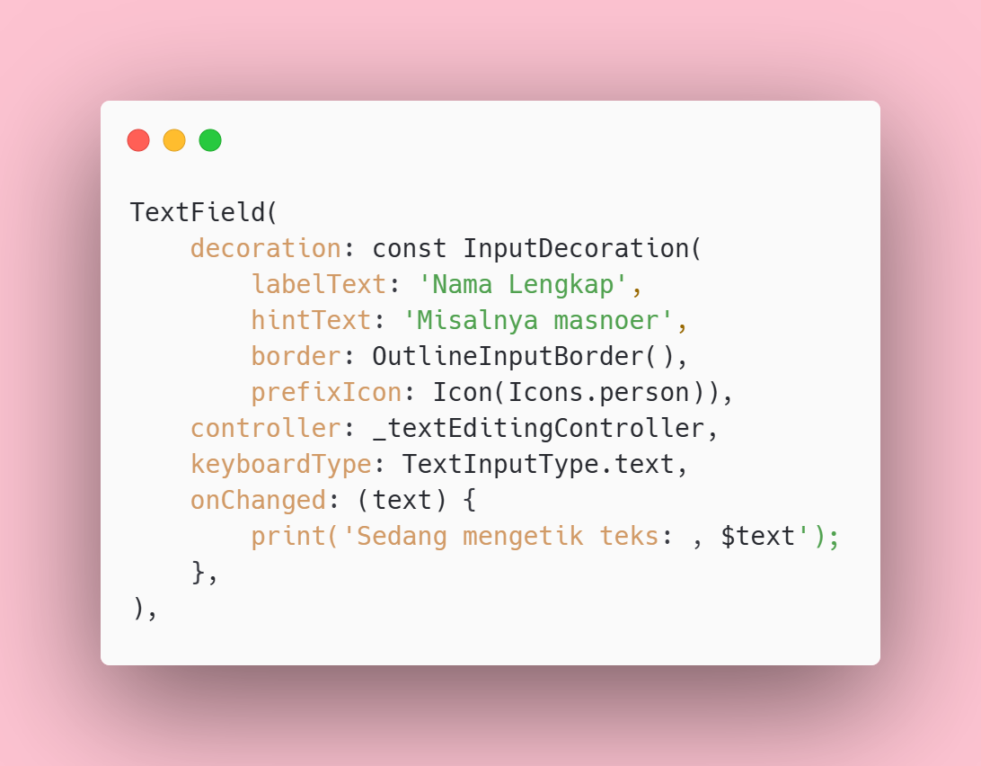 menghubungkan controller ke textfield