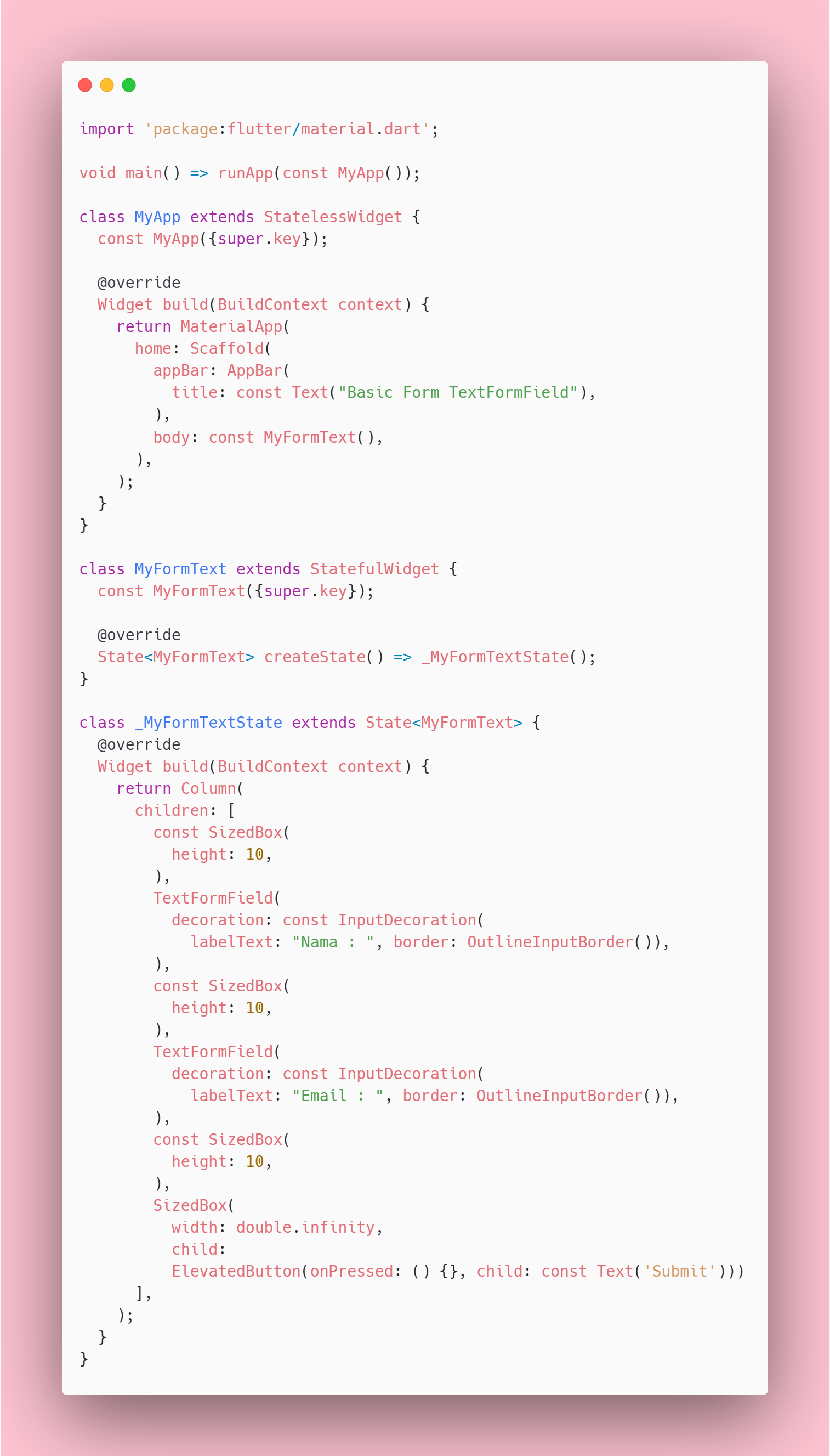 basic textformfield