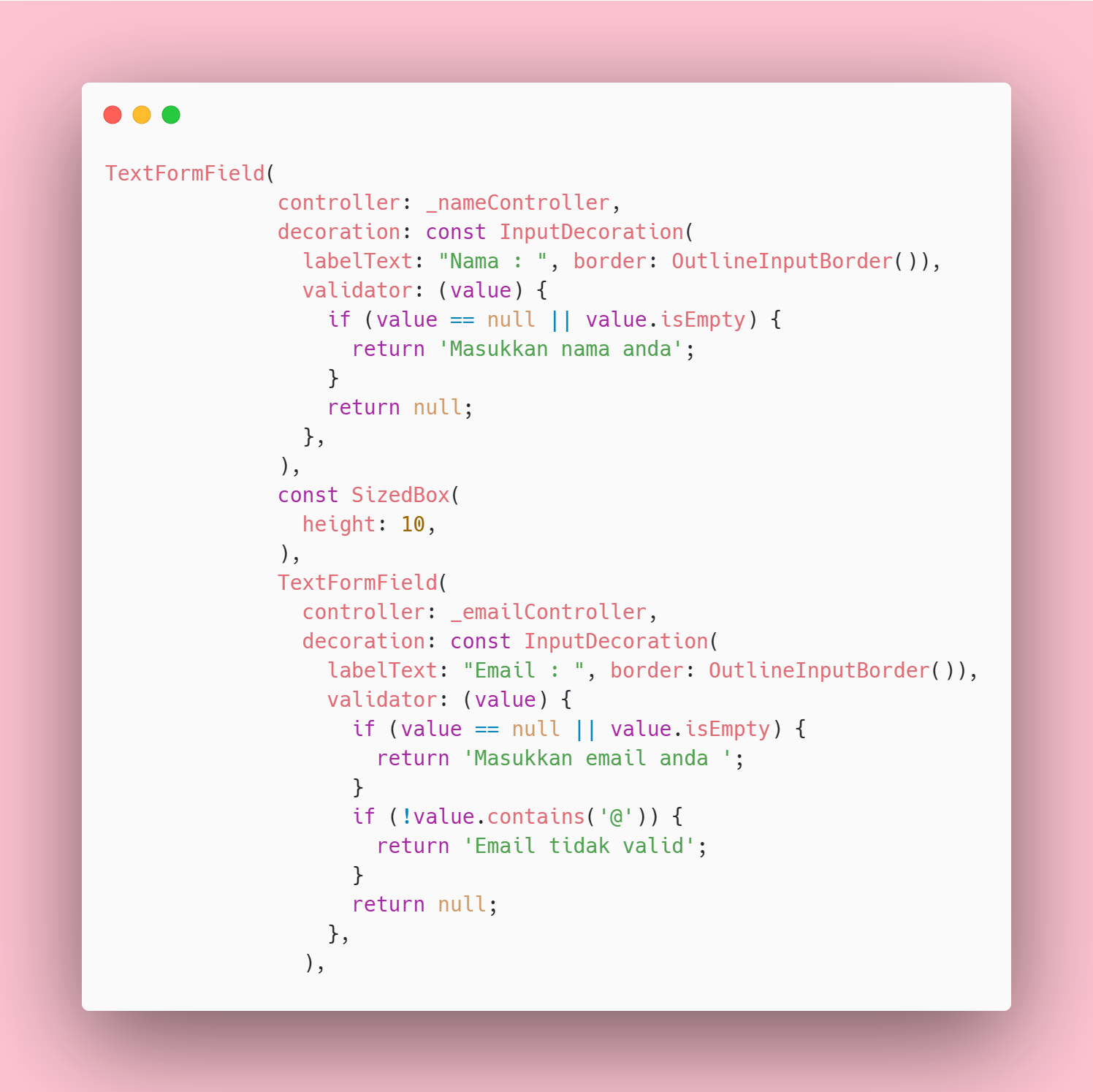 menambahkan validator