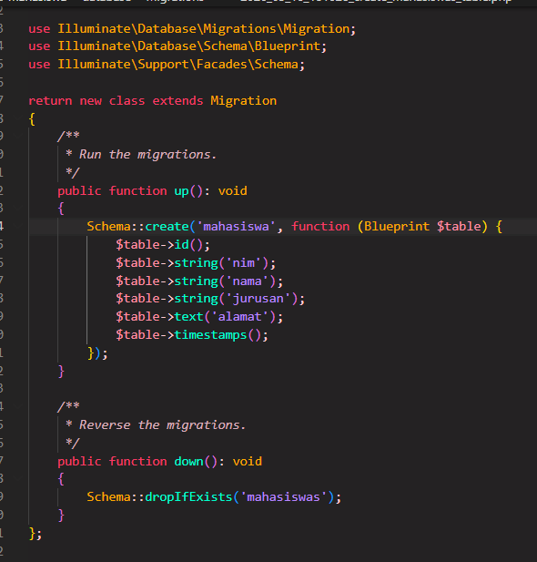 create table