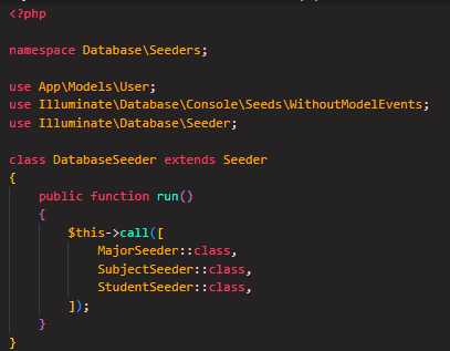 update database seeder